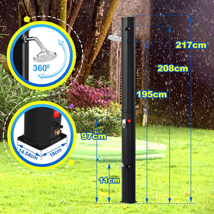 Hengda Solar Gartendusche 20/35/40 L mit Regenduschkopf & Schutzhaube | Solardusche bis 60 °C ohne Strom | Outdoor Pooldusche für Garten, Camping & Terrasse