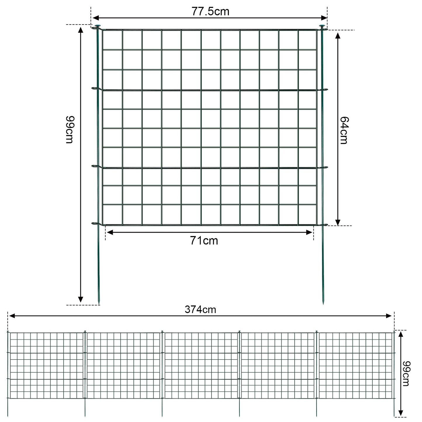Teichzaun Gartenzaun Metall Steckzaun Set