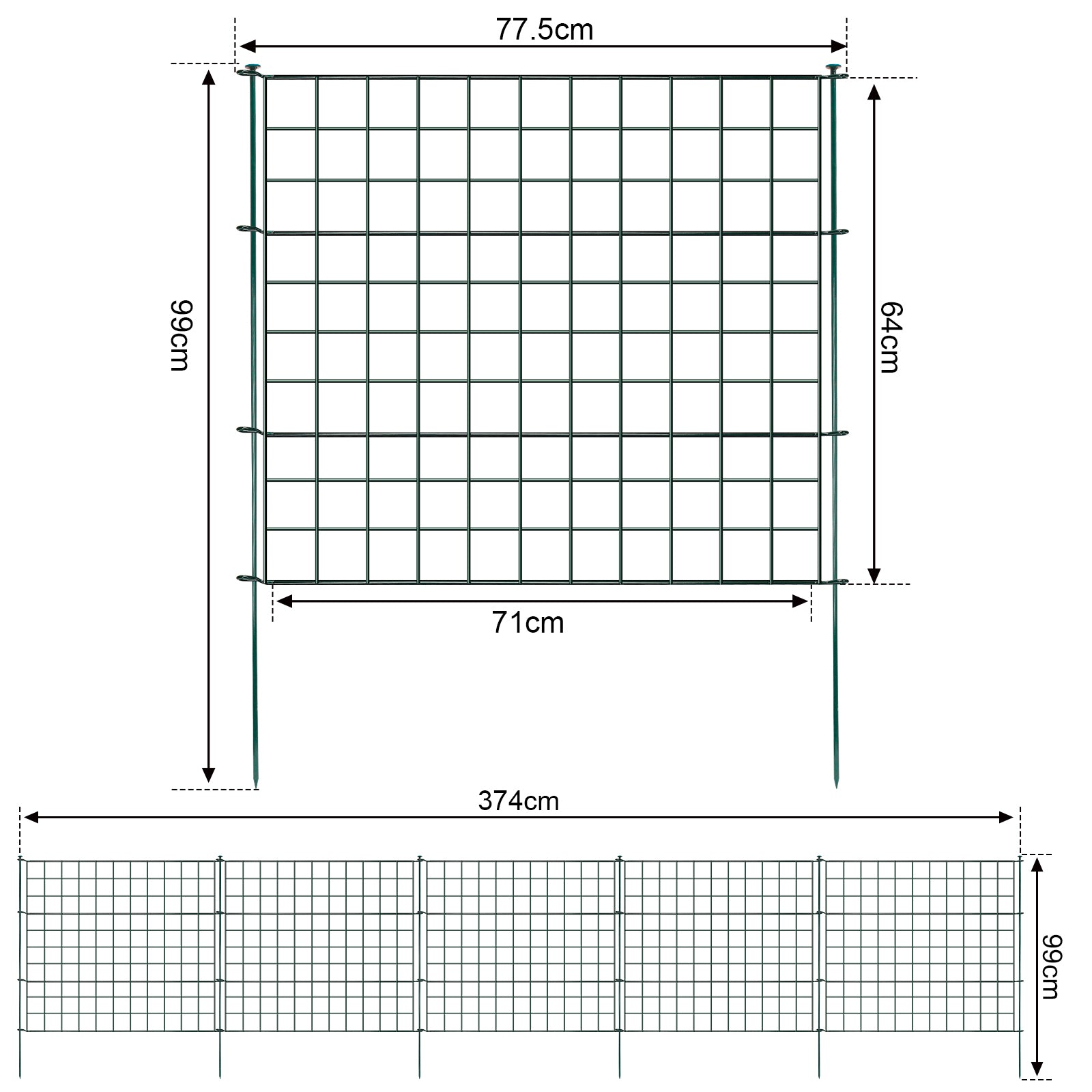 Teichzaun Gartenzaun Metall Steckzaun Set
