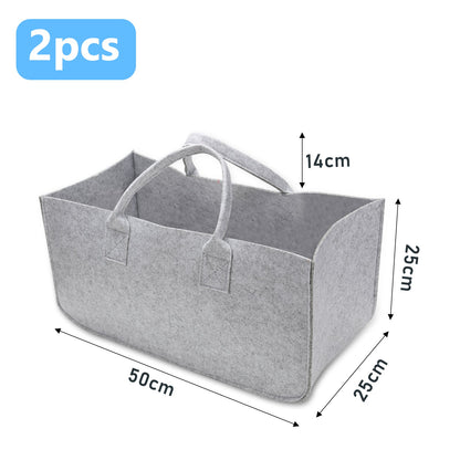 Hengda 2x Filztasche Aufbewahrungskorb Holz Korb Filz Socken Holzkorb Faltbar Kaminholz