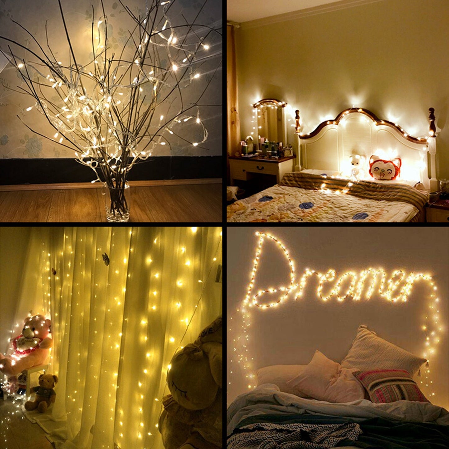 Hengda LED Lichterkette Warmweiß Kaltweiß Bunt Wasserdichte IP44 8 Modi Lichterkette für Party, Garten, Weihnachten