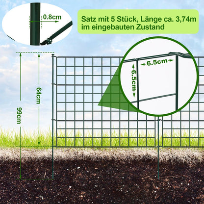 Teichzaun Gartenzaun Metall Steckzaun Set