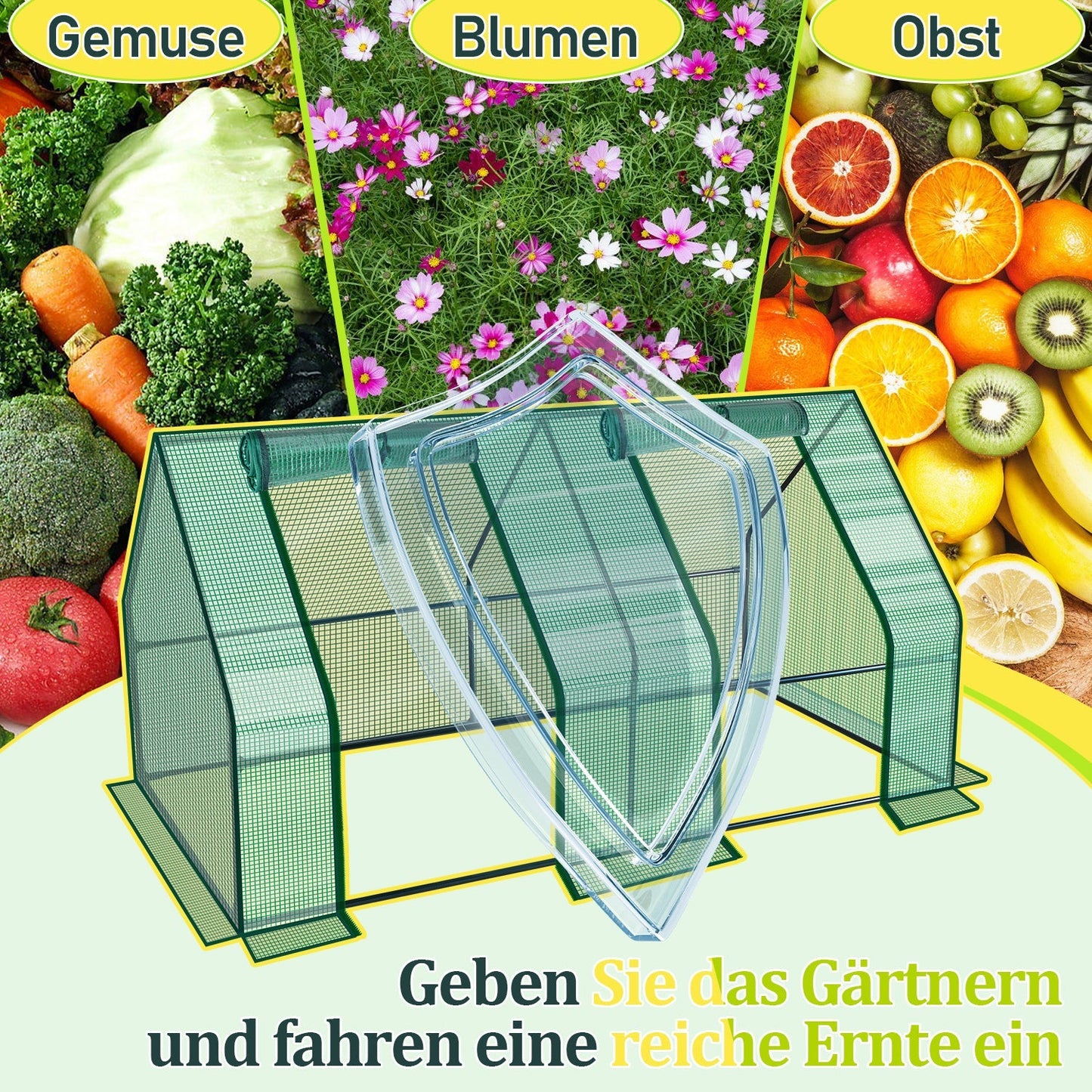 Hengda Gewächshaus Klein 180×90×90 cm | Foliengewächshaus mit UV-beständiger PE-Plane | Tomatenhaus Treibhaus für Balkon, Garten & Frühbeet Pflanzenanzucht
