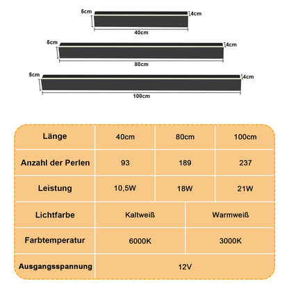 Hengda Wandlampe LED Wandleuchte Modern Wandleuchten Innen Außen Wasserdicht Ip65 Aluminium Acryl