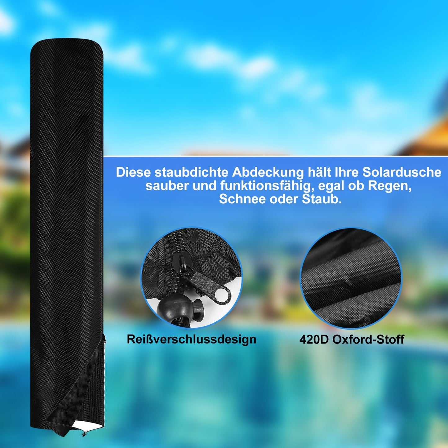 Hengda Solar Gartendusche 20/35/40 L mit Regenduschkopf & Schutzhaube | Solardusche bis 60 °C ohne Strom | Outdoor Pooldusche für Garten, Camping & Terrasse