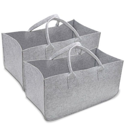 Hengda 2x Filztasche Aufbewahrungskorb Holz Korb Filz Socken Holzkorb Faltbar Kaminholz