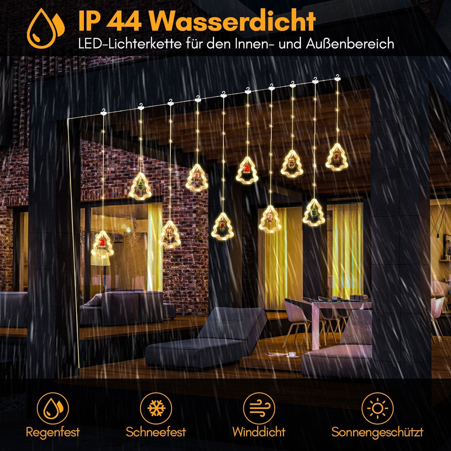 Hengda LED Weihnachtsbeleuchtung Lichtervorhang 3M