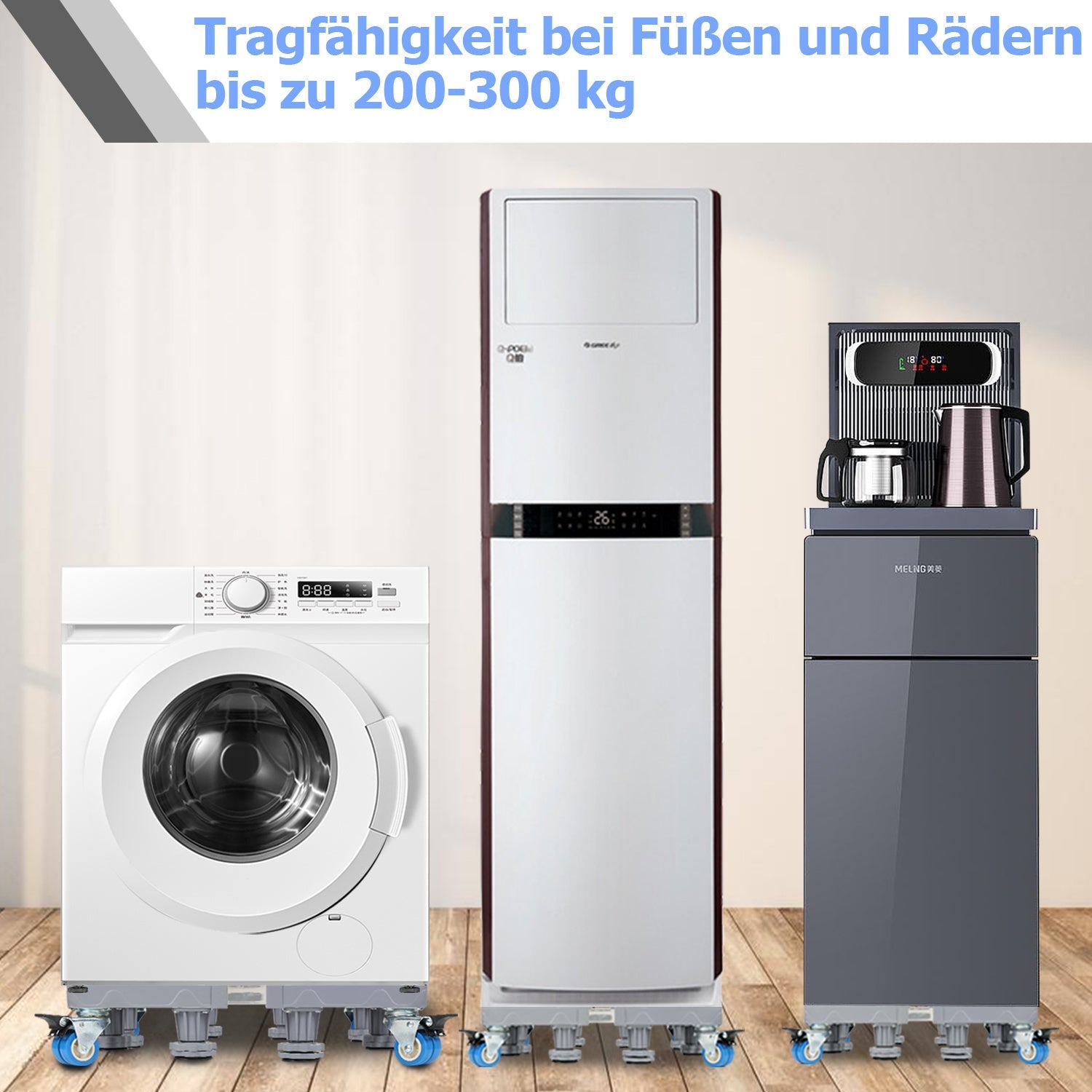 Hengda Waschmaschinen Untergestell, 41-65cm 8 Füße und 4 Räder,  Verstellbare Waschmaschine Sockel, Podeste & Rahmen für Gefrierschrank