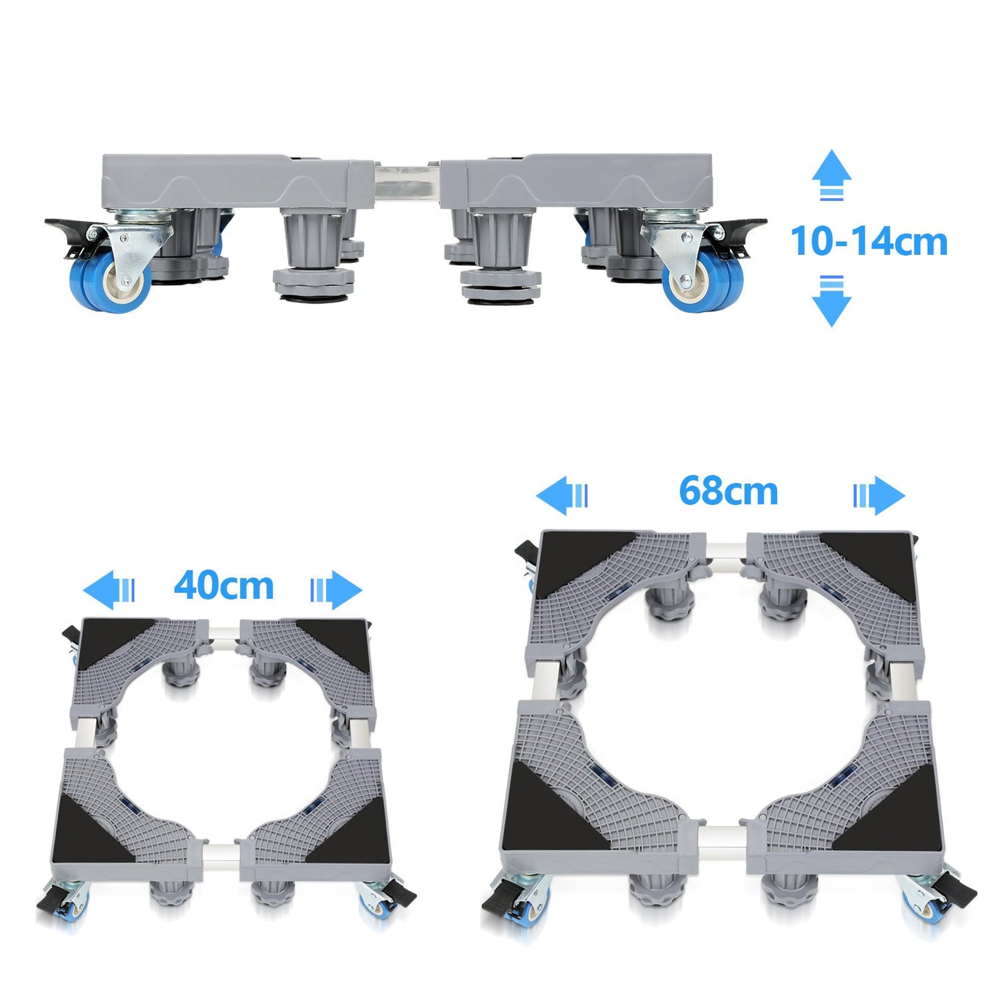 Hengda Waschmaschinen Untergestell, 41-65cm 8 Füße und 4 Räder,  Verstellbare Waschmaschine Sockel, Podeste & Rahmen für Gefrierschrank