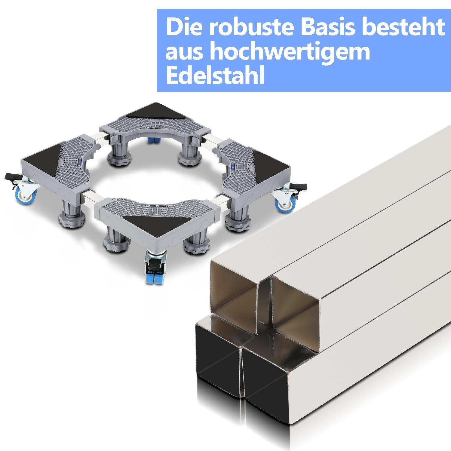 Hengda Waschmaschinen Untergestell, 41-65cm 8 Füße und 4 Räder,  Verstellbare Waschmaschine Sockel, Podeste & Rahmen für Gefrierschrank