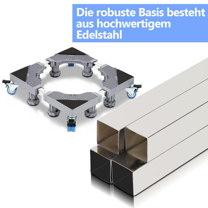 Hengda Waschmaschinen Untergestell, 41-65cm 8 Füße und 4 Räder,  Verstellbare Waschmaschine Sockel, Podeste & Rahmen für Gefrierschrank
