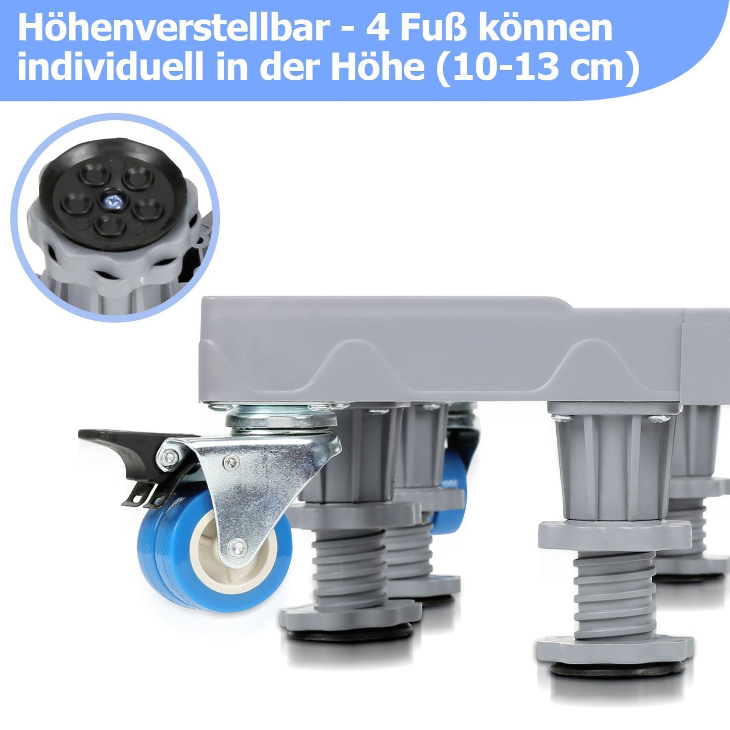 Hengda Waschmaschinen Untergestell, 41-65cm 8 Füße und 4 Räder,  Verstellbare Waschmaschine Sockel, Podeste & Rahmen für Gefrierschrank