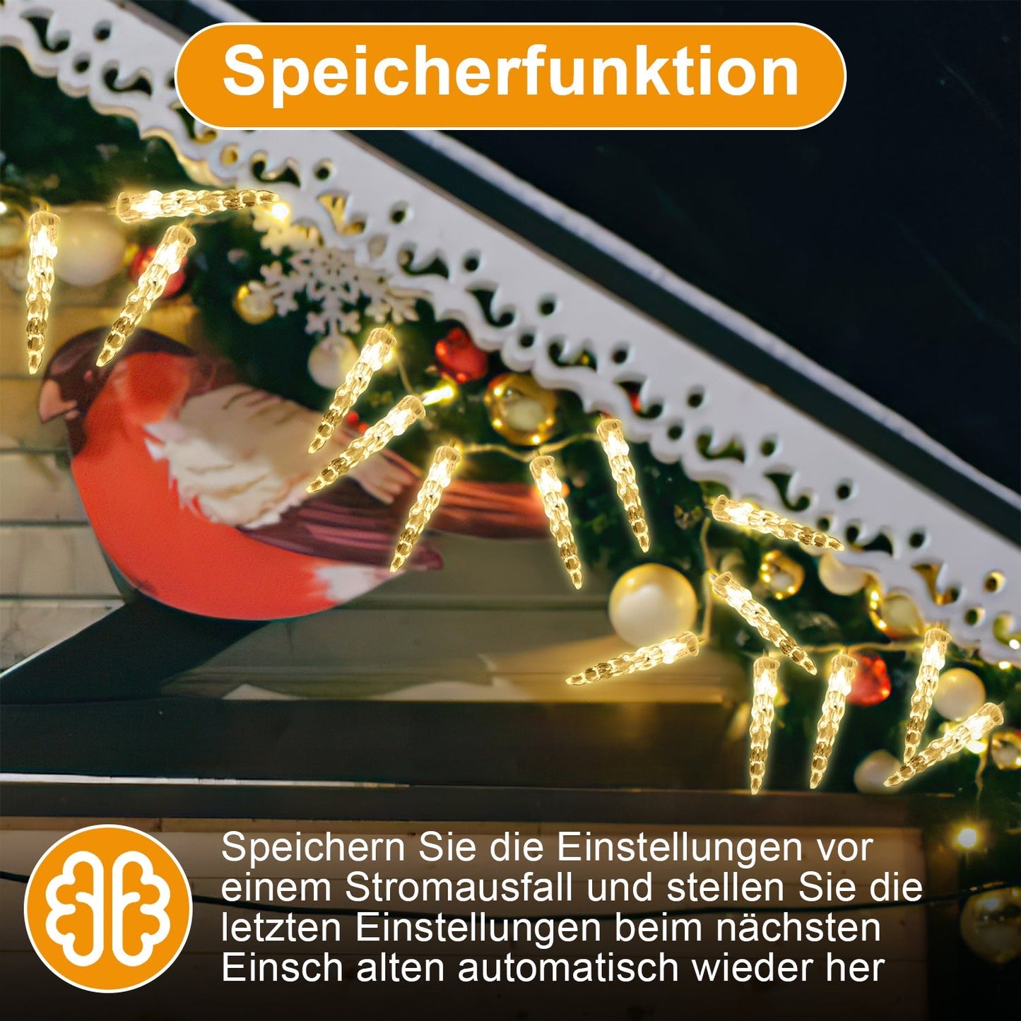 Hengda Solar Eiszapfen Lichterkette mit Fernbedienung 10m
