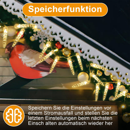 Hengda Solar Eiszapfen Lichterkette mit Fernbedienung 10m