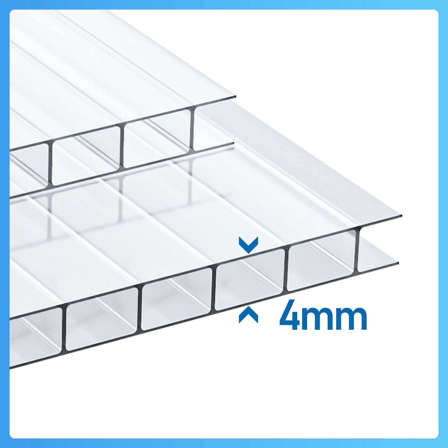 Hengda 14x Hohlkammerplatten 4 mm Transparent | Doppelstegplatten Gewächshaus | Polycarbonat Treibhausplatten 60.5 x 121cm | 10,25 m², für Frühbeet, Garten & Überdachung