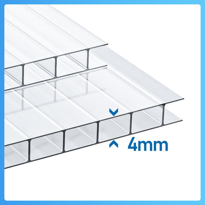 Hengda 14x Hohlkammerplatten 4 mm Transparent | Doppelstegplatten Gewächshaus | Polycarbonat Treibhausplatten 60.5 x 121cm | 10,25 m², für Frühbeet, Garten & Überdachung