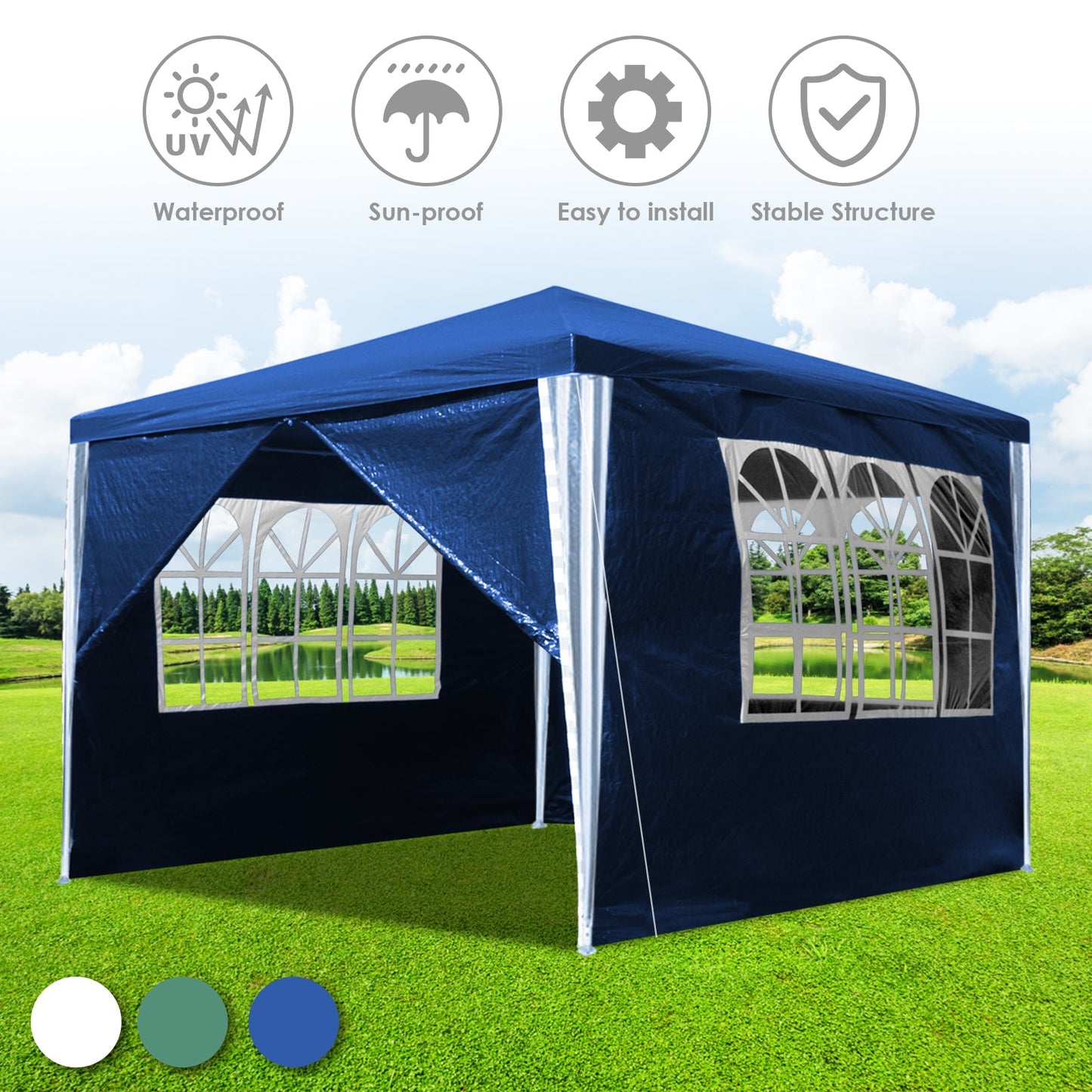 Hengda Gartenpavillon Partyzelt Pavillon Gartenzelt Hochzeit Festzelt 3x3-3x9m