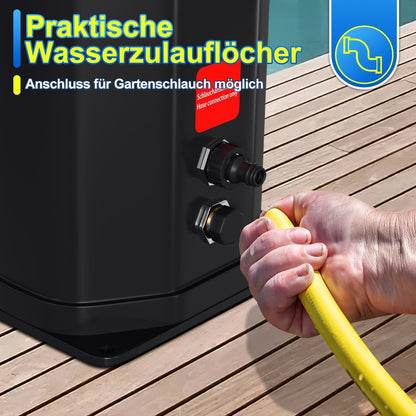 Hengda Solar Gartendusche 20/35/40 L mit Regenduschkopf & Schutzhaube | Solardusche bis 60 °C ohne Strom | Outdoor Pooldusche für Garten, Camping & Terrasse