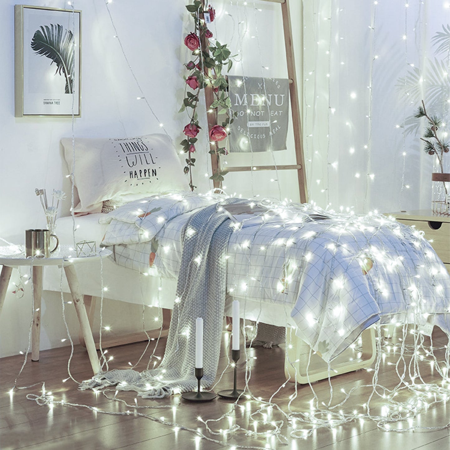 Hengda LED Lichterkette Warmweiß Kaltweiß Bunt Wasserdichte IP44 8 Modi Lichterkette für Party, Garten, Weihnachten
