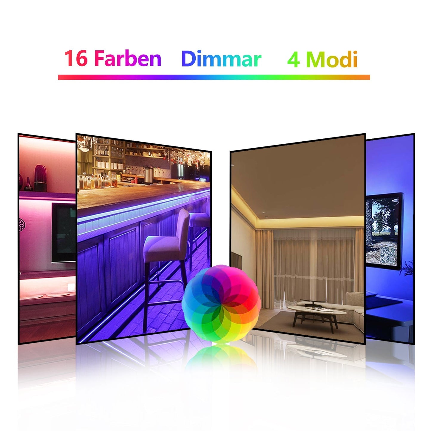 Hengda Led Strip mit 24 Tasten Fernbedienung, RGB 5050 SMD LED Streifen Selbstklebend 12V, led beleuchtung [Energieklasse F]