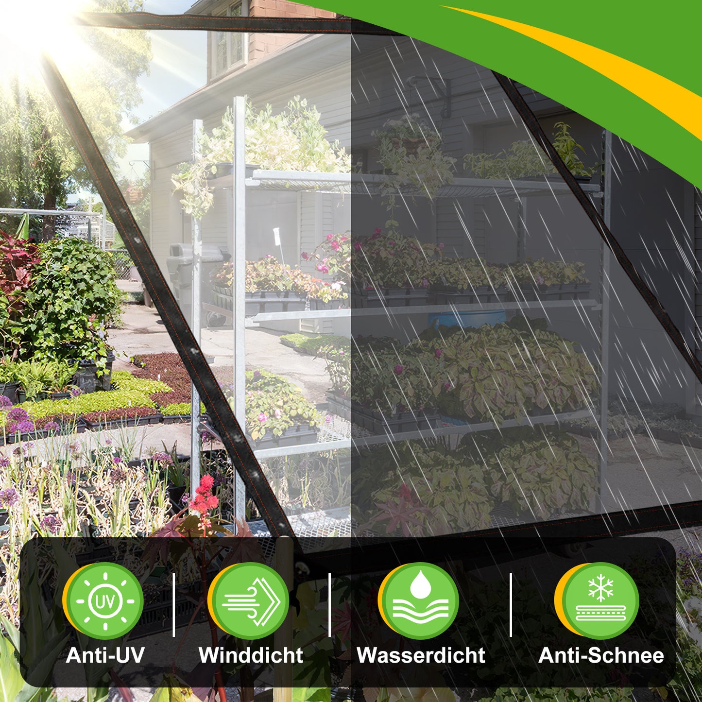 Hengda Abdeckplane Wasserdicht, Transparente Plane mit ösen und Seil, Gartenplane,  für Terrasse Gewächshaus