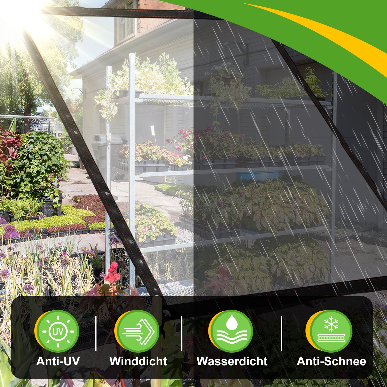 Hengda Abdeckplane Wasserdicht, Transparente Plane mit ösen und Seil, Gartenplane,  für Terrasse Gewächshaus