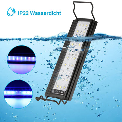 Hengda Aquarium LED Beleuchtung RGB Vollspektrum | Dimmbare Aquarium Lampe mit Ausziehbarer Halterung | LED Aquariumleuchte für Süßwasser- & Meerwasser-Aquarien