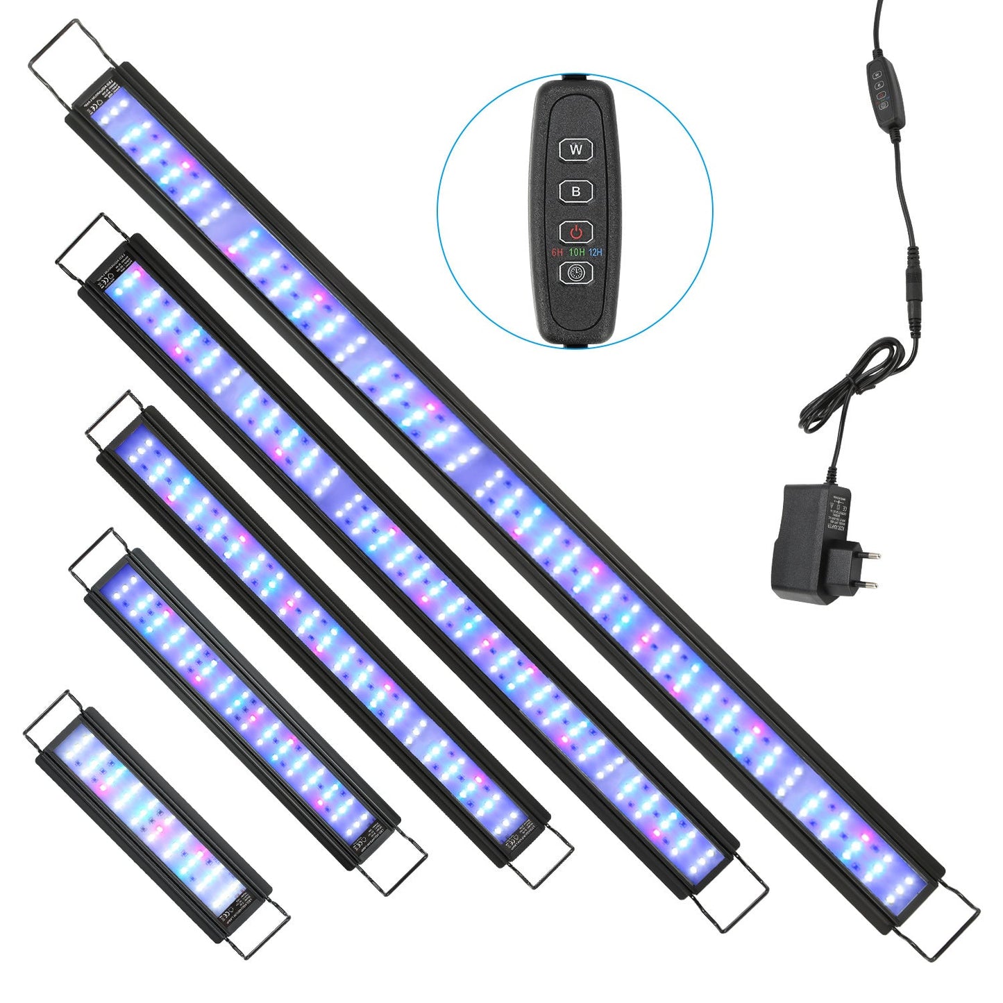 Hengda Aquarium LED Beleuchtung RGB Vollspektrum | Dimmbare Aquarium Lampe mit Ausziehbarer Halterung | LED Aquariumleuchte für Süßwasser- & Meerwasser-Aquarien