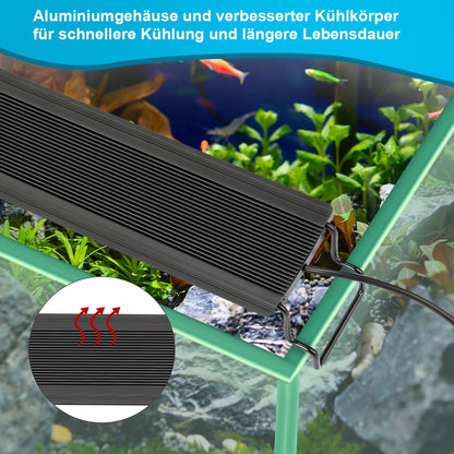 Hengda Aquarium LED Beleuchtung RGB Vollspektrum | Dimmbare Aquarium Lampe mit Ausziehbarer Halterung | LED Aquariumleuchte für Süßwasser- & Meerwasser-Aquarien