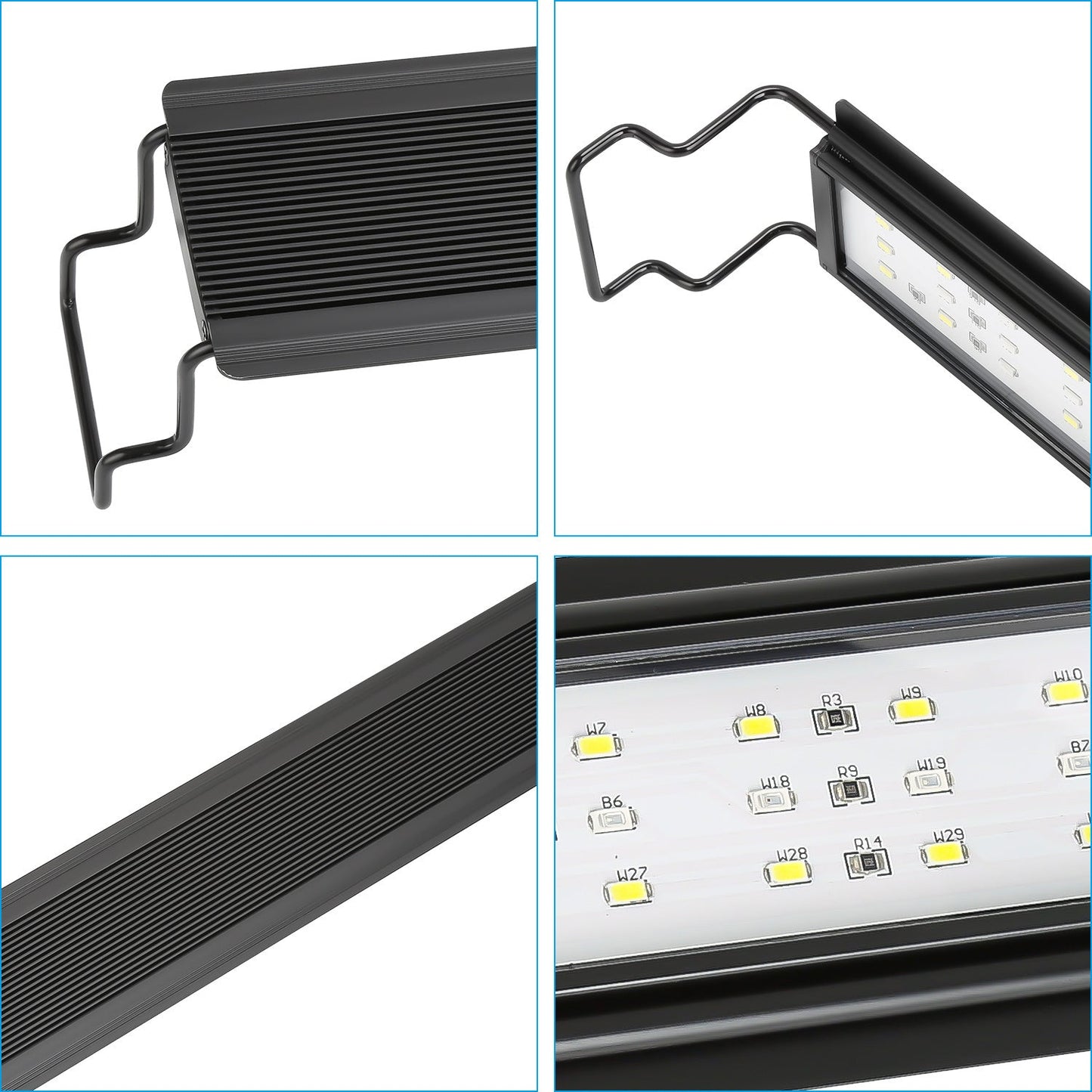 Hengda Aquarium LED Beleuchtung RGB Vollspektrum | Dimmbare Aquarium Lampe mit Ausziehbarer Halterung | LED Aquariumleuchte für Süßwasser- & Meerwasser-Aquarien