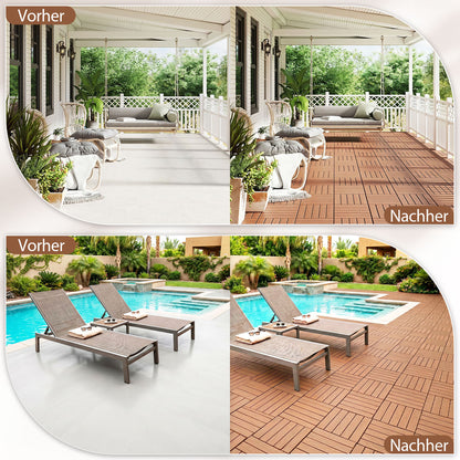 Hengda PP Holzfliesen Balkon, 30x30cm Terrassenfliesen, mit Drainage-Klicksystem