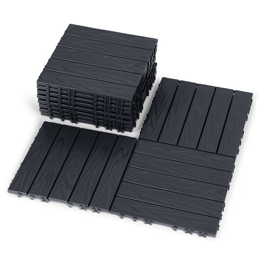 Hengda PP Holzfliesen Balkon, 30x30cm Terrassenfliesen, mit Drainage-Klicksystem