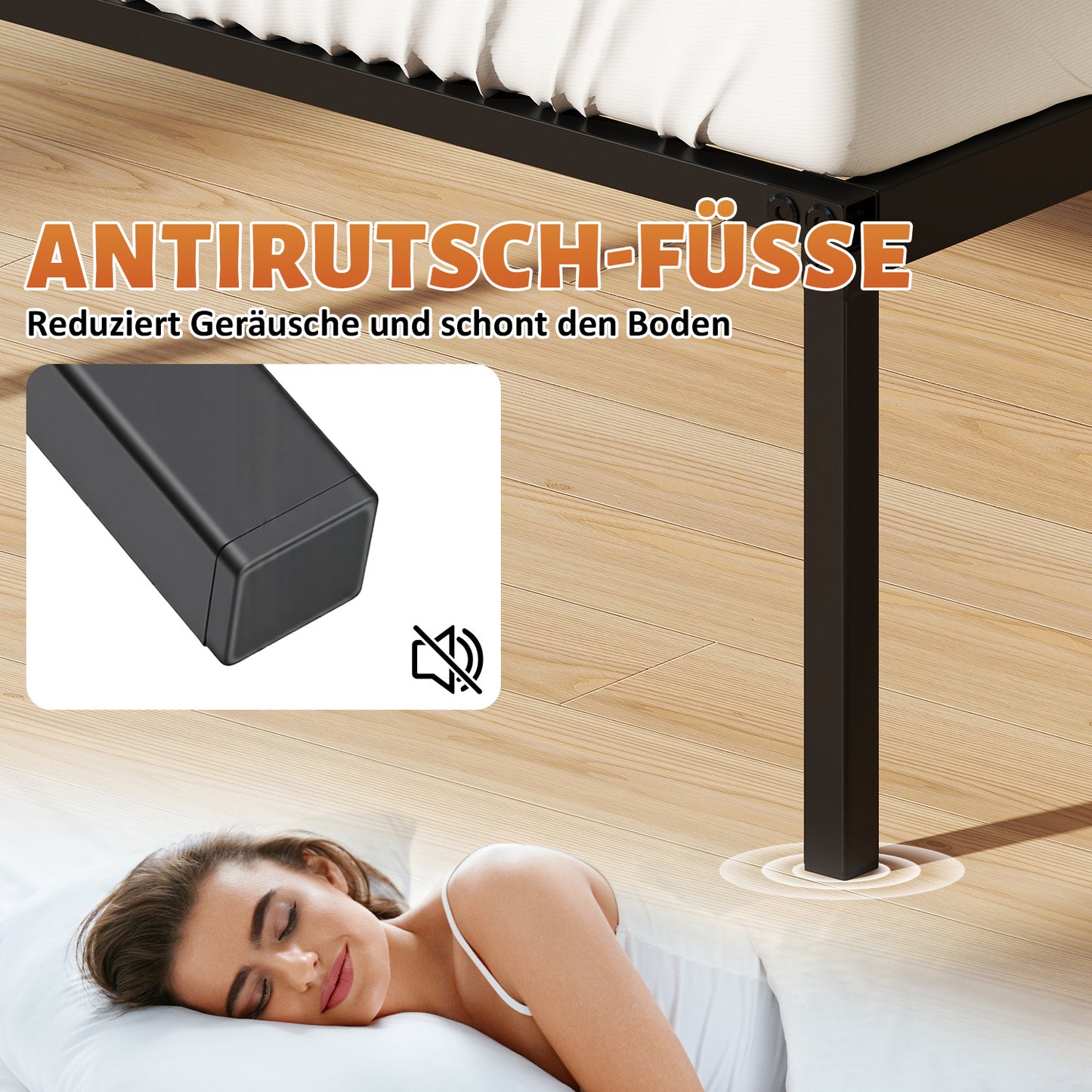 Hengda Bettgestell 90 x 200 cm, Bettrahmen, 200 kg Statische Tragkraft