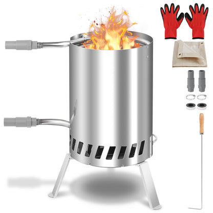 Hengda Brennholz Poolheizung, Poolheizung mit Feuer, 32/38mm Anschlüsse, mit Feuerfeste Matte und Tablett