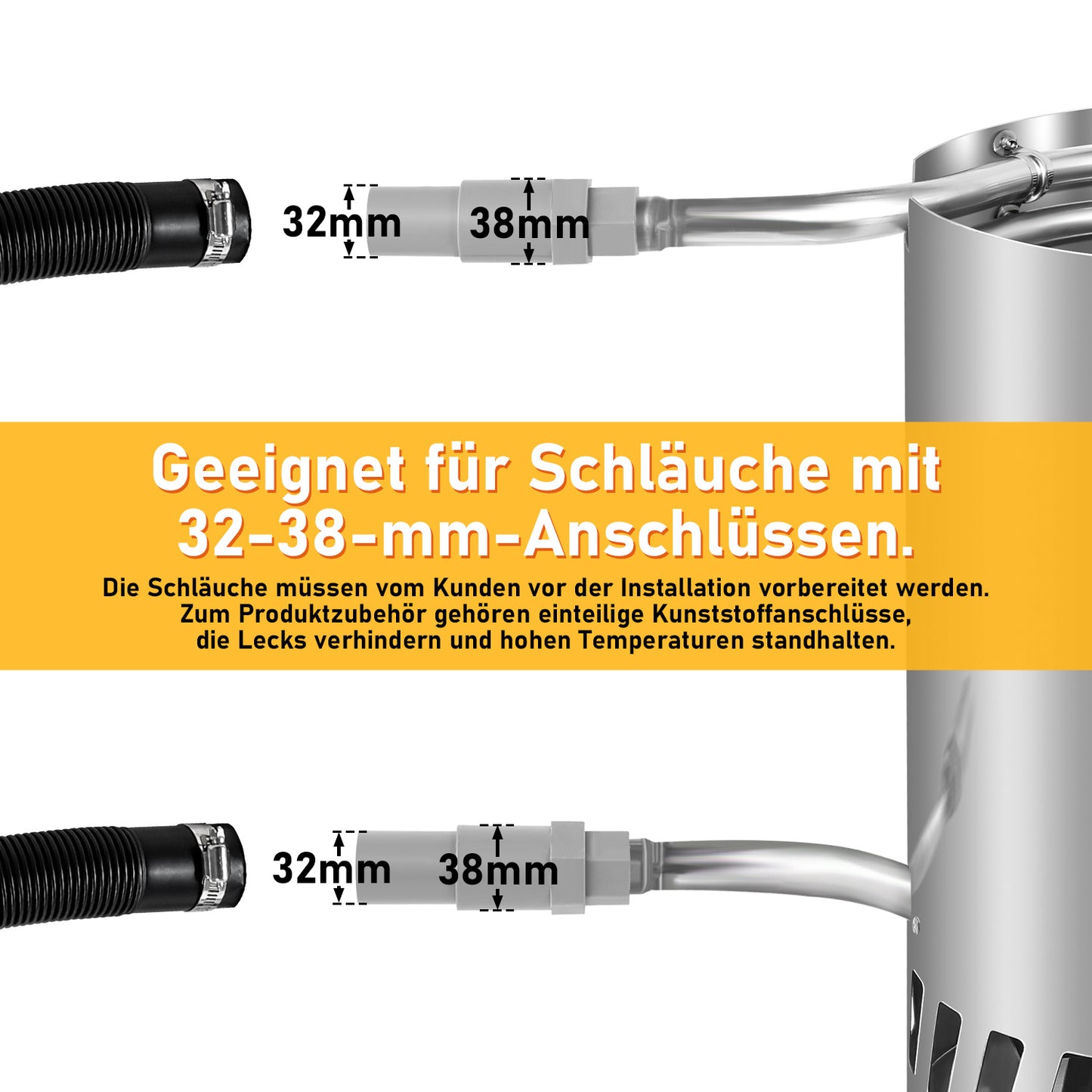 Hengda Brennholz Poolheizung, Poolheizung mit Feuer, 32/38mm Anschlüsse, mit Feuerfeste Matte und Tablett