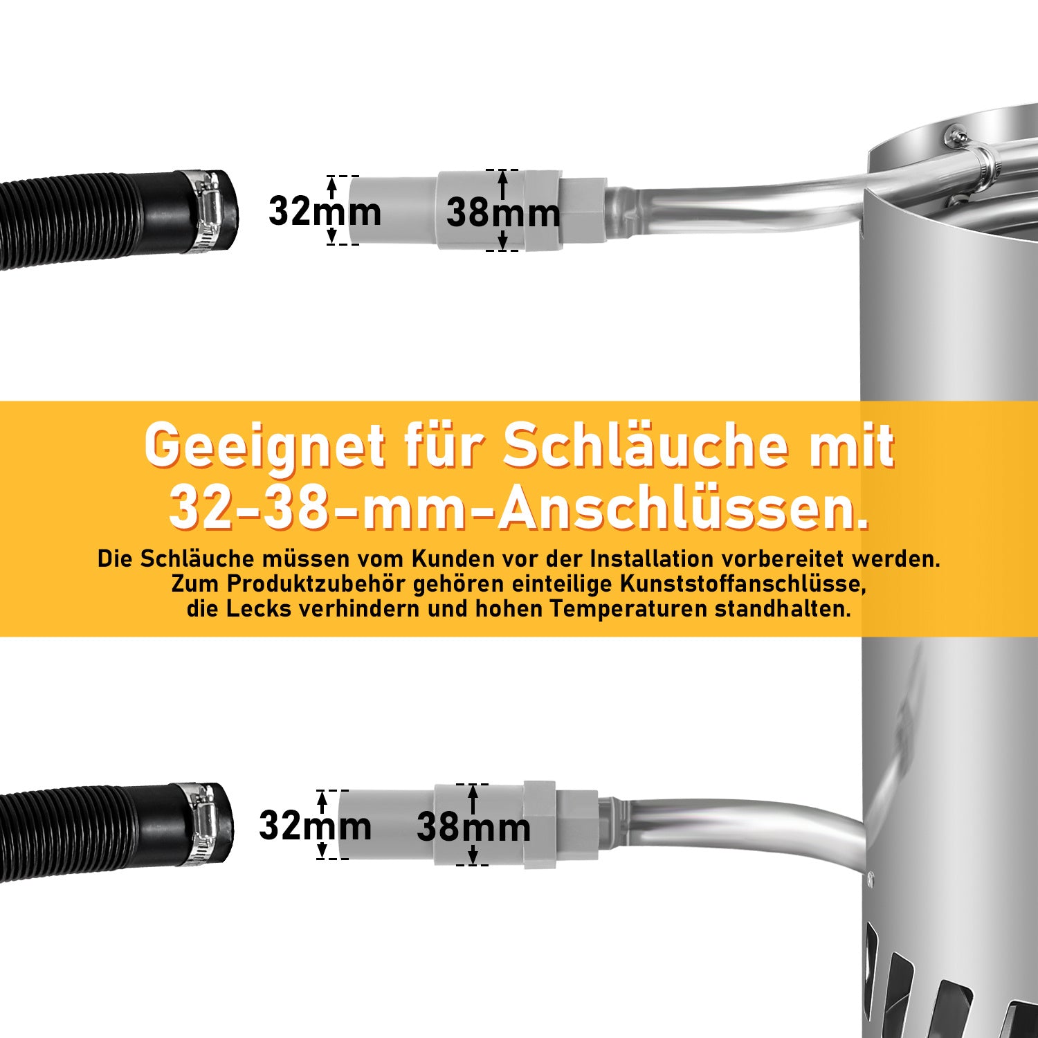 Hengda Brennholz Poolheizung, Poolheizung mit Feuer, 32/38mm Anschlüsse, mit Feuerfeste Matte und Tablett
