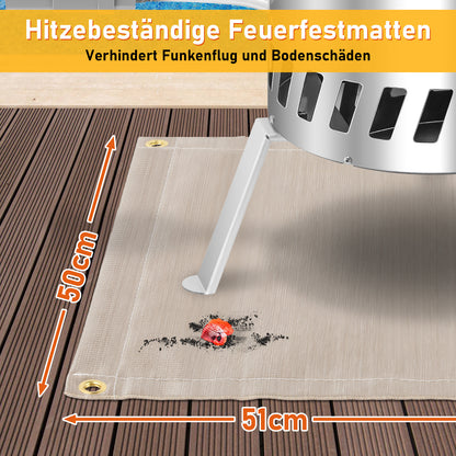 Hengda Brennholz Poolheizung, Poolheizung mit Feuer, 32/38mm Anschlüsse, mit Feuerfeste Matte und Tablett