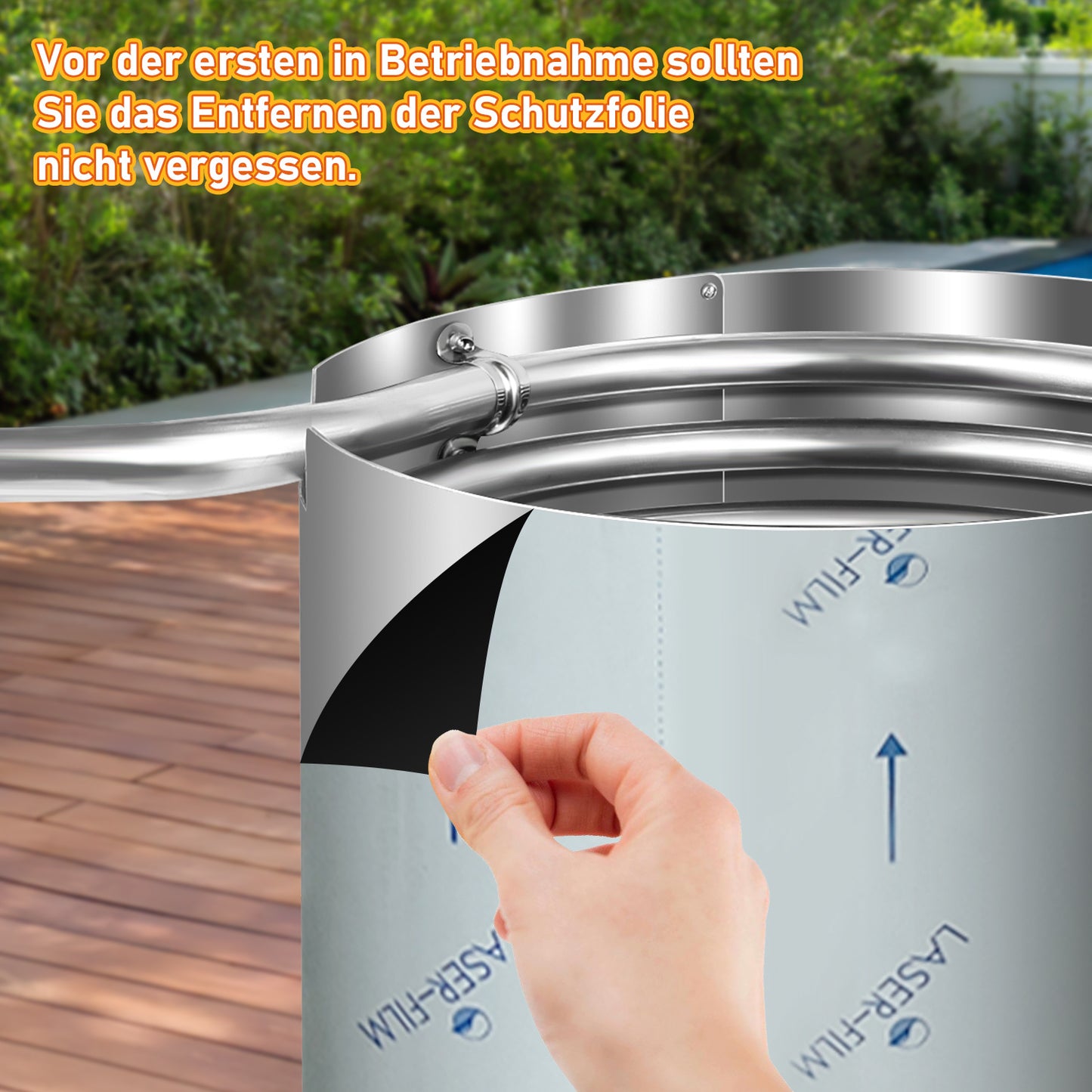 Hengda Brennholz Poolheizung, Poolheizung mit Feuer, 32/38mm Anschlüsse, mit Feuerfeste Matte und Tablett
