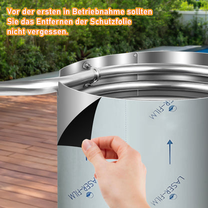 Hengda Brennholz Poolheizung, Poolheizung mit Feuer, 32/38mm Anschlüsse, mit Feuerfeste Matte und Tablett