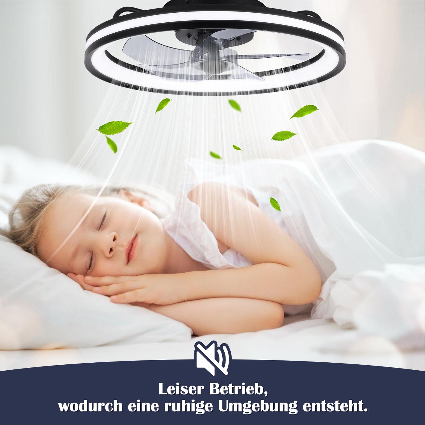 Hengda Deckenventilator Mit Beleuchtung Dimmbar Ventilator Ø50cm, Fernbedienung/APP-Steuerung, 6 Windstufen, Deckenleuchte mit Ventilator