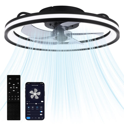 Hengda Deckenventilator Mit Beleuchtung Dimmbar Ventilator Ø50cm, Fernbedienung/APP-Steuerung, 6 Windstufen, Deckenleuchte mit Ventilator