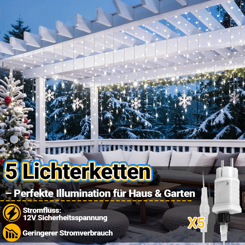 Hengda LED Eiszapfen Lichterkette Außen mit Fernbedienung | 8 Modi & Timer Weihnachtslichterkette IP44 | LED Lichterkette für Garten, Balkon & Hausfassade