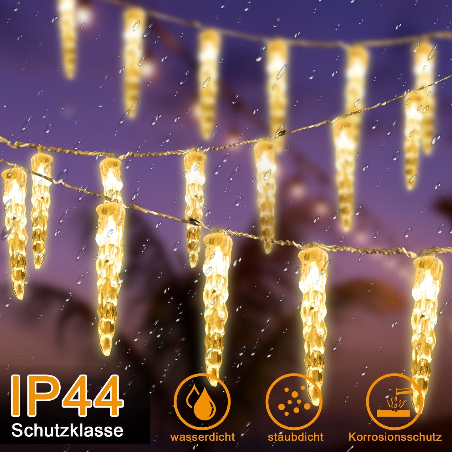 Hengda Eiszapfen lichterkette, 40LEDs Eiszapfen, Weihnachtsbeleuchtung  Innen & Außen Deko