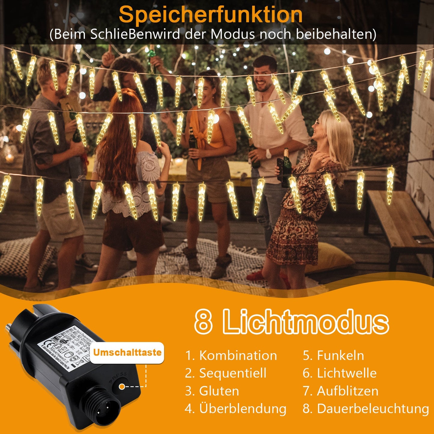Hengda Eiszapfen lichterkette, 40LEDs Eiszapfen, Weihnachtsbeleuchtung  Innen & Außen Deko
