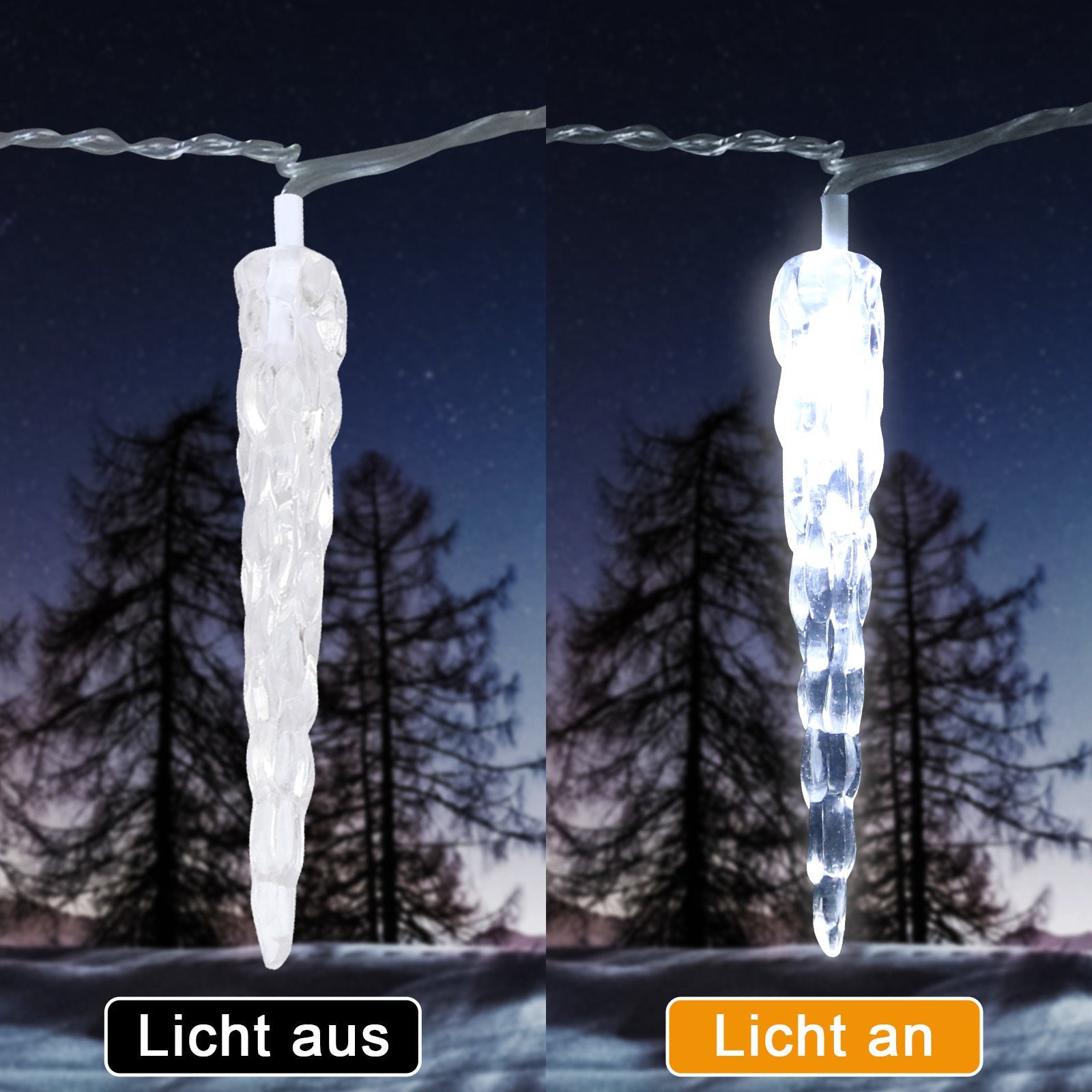 Hengda Eiszapfen lichterkette, 40LEDs Eiszapfen, Weihnachtsbeleuchtung  Innen & Außen Deko