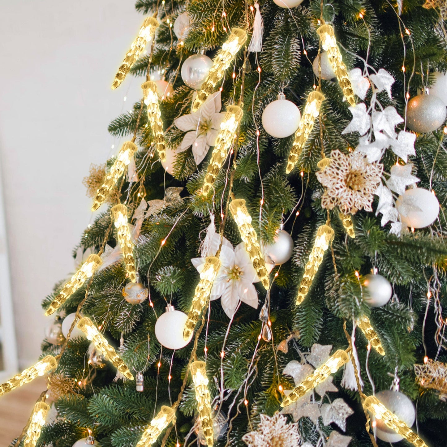 Hengda Eiszapfen lichterkette, 40LEDs Eiszapfen, Weihnachtsbeleuchtung  Innen & Außen Deko