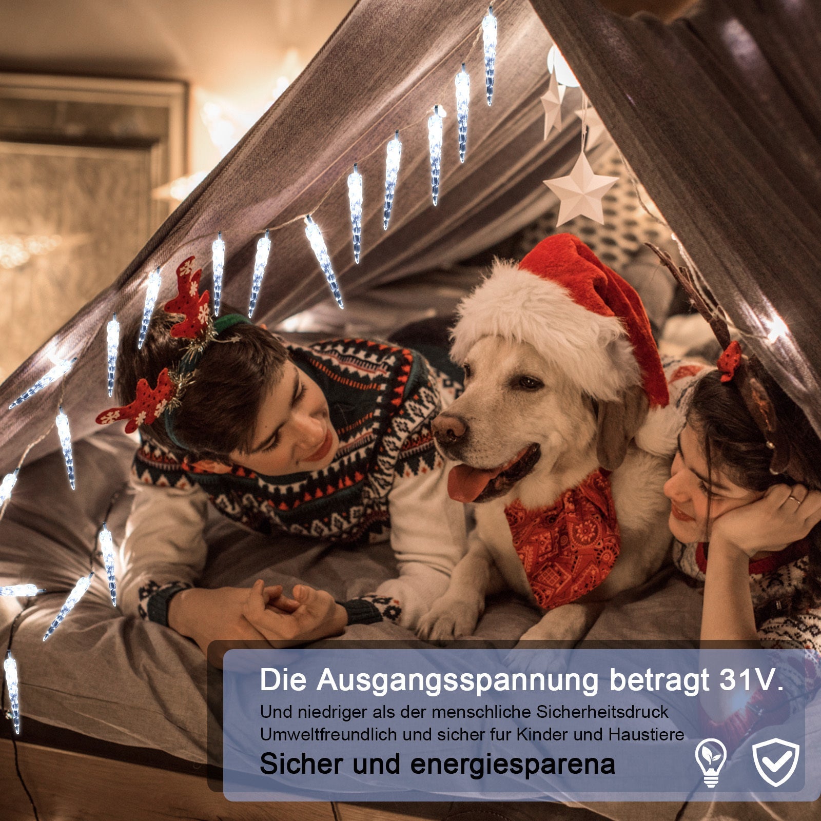 Hengda Eiszapfen lichterkette, 40LEDs Eiszapfen, Weihnachtsbeleuchtung  Innen & Außen Deko