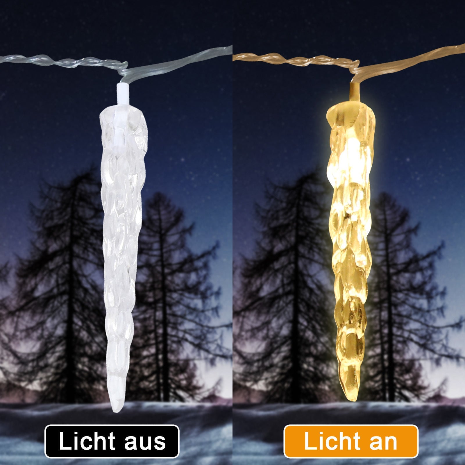 Hengda Eiszapfen lichterkette, 40LEDs Eiszapfen, Weihnachtsbeleuchtung  Innen & Außen Deko