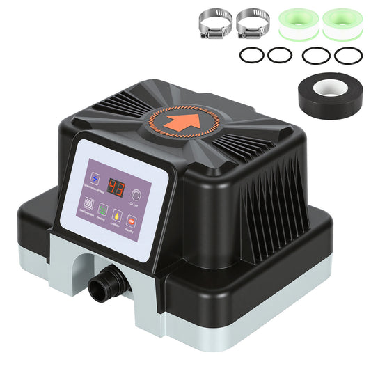 Hengda Poolheizung Elektrisch 3KW, Temperaturregelung 37-45°C, mit FI-Schutz & Kippschutz, für 32/38 mm