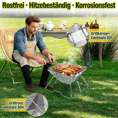 Hengda Faltbarer Grill, Kleiner Tragbarer BBQ Grill, 2-fach Höhenverstellbar